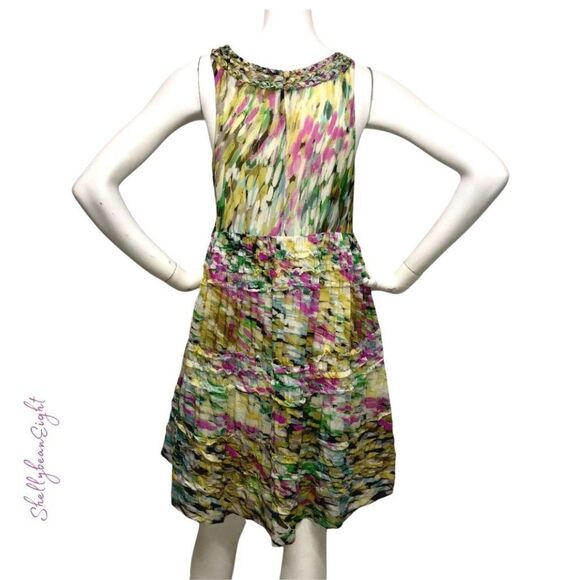 ANTHROPOLOGIE Leifsdottir Rainbow Confetti Silk Ruffle Dress 2 4 XS S RARE HTF! - Picture 8 of 16